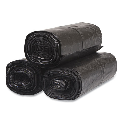 Image of Inteplast Group Low-Density Commercial Can Liners, 60 gal, 1.5 mil, 38" x 58", Black, Interleaved Roll, 20 Bags/Roll, 5 Rolls/Carton
