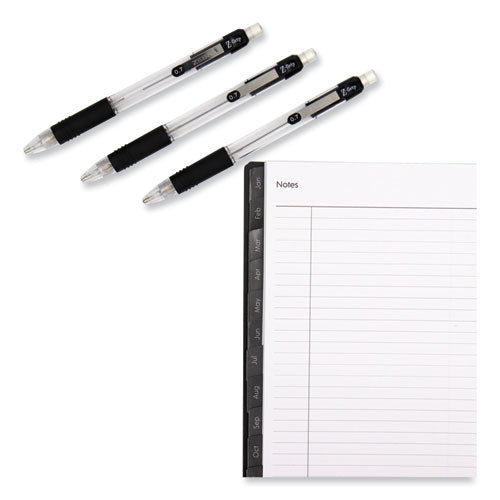 Image of Zebra® Z-Grip Mechanical Pencil, 0.5 mm, HB (#2), Black Lead, Clear/Black Barrel, Dozen