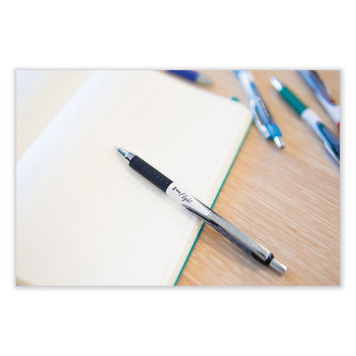Image of Zebra® Z-Grip Flight Ballpoint Pen, Retractable, Bold 1.2 mm, Black Ink, Black/Gray/White Barrel, 12/Pack