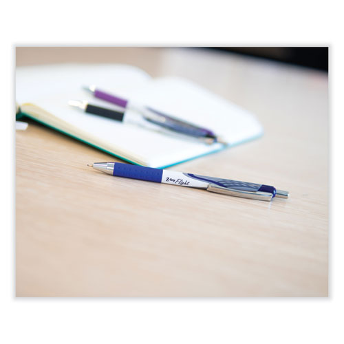 Image of Zebra® Z-Grip Flight Ballpoint Pen, Retractable, Bold 1.2 mm, Blue Ink, Black/Blue/White Barrel, 12/Pack