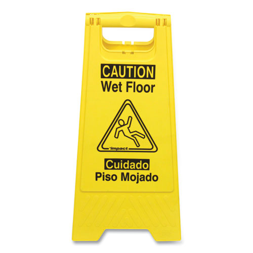 Image of Impact® Bilingual Yellow Wet Floor Sign, 12.05 X 1.55 X 24.3