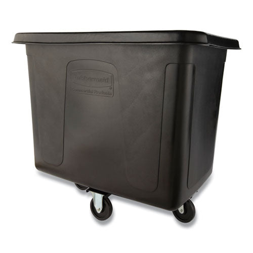 Image of Rubbermaid® Commercial Cube Truck, 12 cu ft, 400 lb Capacity, Medium-Density Polyethylene/Metal Frame, Black