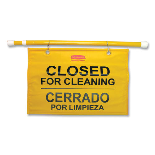 Image of Rubbermaid® Commercial Site Safety Hanging Sign, 50 x 1 x 13, Multi-Lingual, Yellow