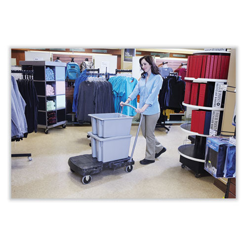 Image of Rubbermaid® Commercial Triple Trolley Platform Truck with Angled-Loop Handle, 500 lb Capacity, 20.5 x 32.5 x 35, Black