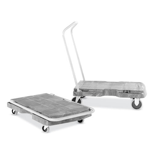 Image of Rubbermaid® Commercial Triple Trolley Platform Truck with Angled-Loop Handle, 500 lb Capacity, 20.5 x 32.5 x 35, Black