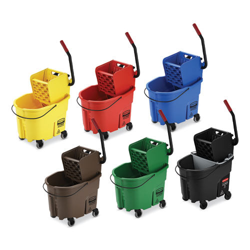 Image of Rubbermaid® Commercial Wavebrake 2.0 Bucket/wringer Combos, Down-Press, 35 Qt, Plastic, Brown