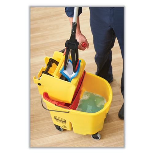 Image of Rubbermaid® Commercial WaveBrake 2.0 Bucket/Wringer Combos, Down-Press, 35 qt, Plastic, Blue