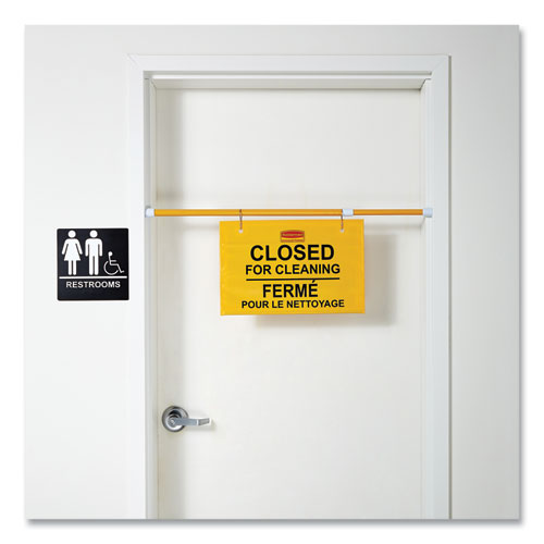 Image of Rubbermaid® Commercial Site Safety Hanging Sign, 50 x 1 x 13, Multi-Lingual, Yellow
