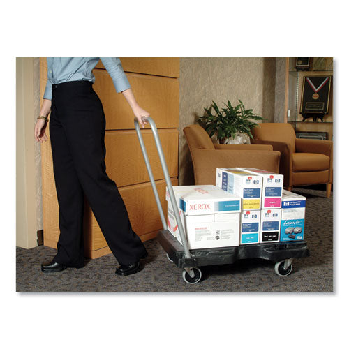 Image of Rubbermaid® Commercial Triple Trolley Platform Truck with Angled-Loop Handle, 500 lb Capacity, 20.5 x 32.5 x 35, Black