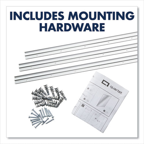 Image of Quartet® InvisaMount Vertical Magnetic Glass Dry-Erase Boards, 42" x 74", White Surface