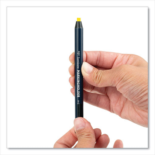 Image of Tombow® Wax-Based Marking Pencil, 4.4 Mm, Yellow Wax, Navy Blue Barrel, 10/box