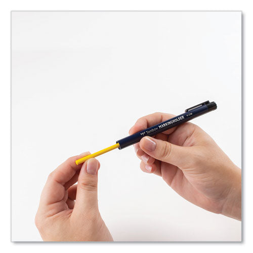 Image of Tombow® Wax-Based Marking Pencil, 4.4 Mm, Yellow Wax, Navy Blue Barrel, 10/box