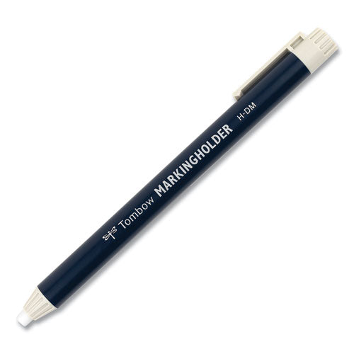 Image of Tombow® Wax-Based Marking Pencil, 4.4 Mm, White Wax, Navy Blue Barrel, 10/box