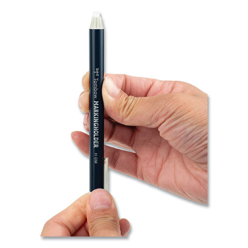 Image of Tombow® Wax-Based Marking Pencil, 4.4 Mm, White Wax, Navy Blue Barrel, 10/box