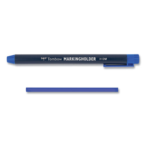 Image of Tombow® Wax-Based Marking Pencil, 4.4 Mm, Blue Wax, Navy Blue Barrel, 10/box