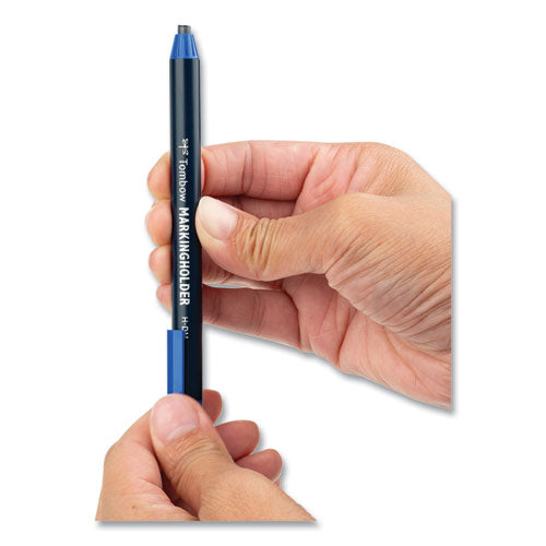 Image of Tombow® Wax-Based Marking Pencil, 4.4 Mm, Blue Wax, Navy Blue Barrel, 10/box