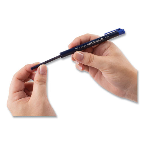 Image of Tombow® Wax-Based Marking Pencil, 4.4 Mm, Blue Wax, Navy Blue Barrel, 10/box
