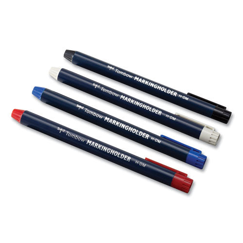 Image of Tombow® Wax-Based Marking Pencil, 4.4 Mm, Blue Wax, Navy Blue Barrel, 10/box
