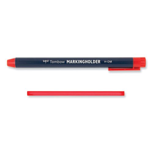 Image of Tombow® Wax-Based Marking Pencil, 4.4 Mm, Red Wax, Navy Blue Barrel, 10/box