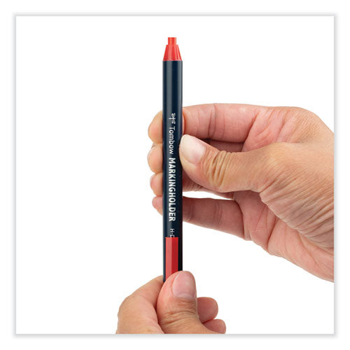 Image of Tombow® Wax-Based Marking Pencil, 4.4 Mm, Red Wax, Navy Blue Barrel, 10/box