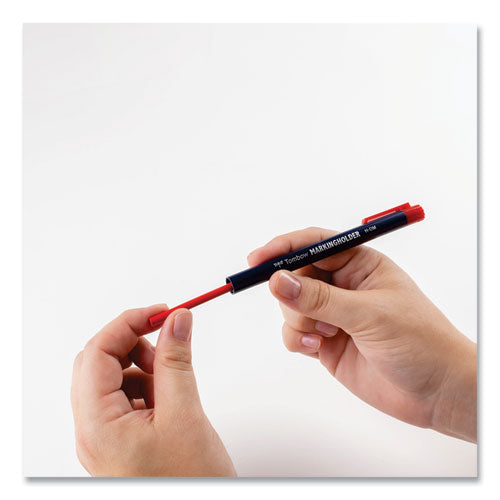 Image of Tombow® Wax-Based Marking Pencil, 4.4 Mm, Red Wax, Navy Blue Barrel, 10/box