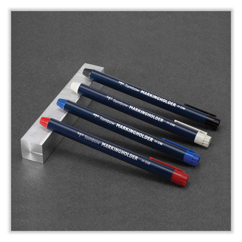Image of Tombow® Wax-Based Marking Pencil, 4.4 Mm, Red Wax, Navy Blue Barrel, 10/box