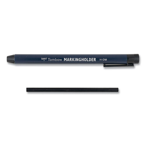 Image of Tombow® Wax-Based Marking Pencil, 4.4 Mm, Black Wax, Navy Blue Barrel, 10/box