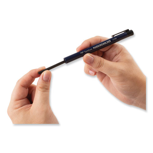 Image of Tombow® Wax-Based Marking Pencil, 4.4 Mm, Black Wax, Navy Blue Barrel, 10/box