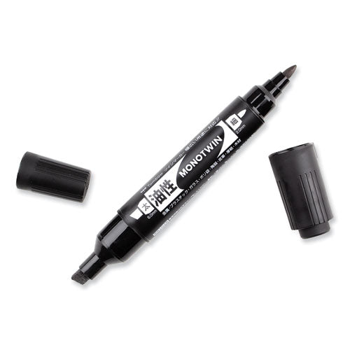 Image of Tombow® Mono Twin Bold Permanent Marker, Fine/broad Tips, Black, 10/box