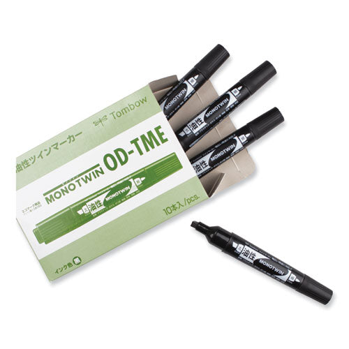 Image of Tombow® Mono Twin Bold Permanent Marker, Fine/broad Tips, Black, 10/box