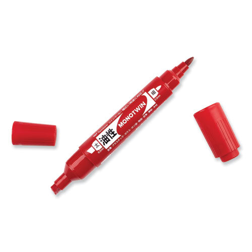 Image of Tombow® Mono Twin Bold Permanent Marker, Fine/broad Tips, Red, 10/box