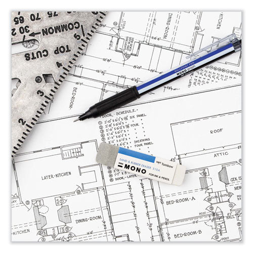 Image of Tombow® Mono® Sand And Rubber Eraser, For Pencil/ink Marks, Rectangular Block, Medium, White