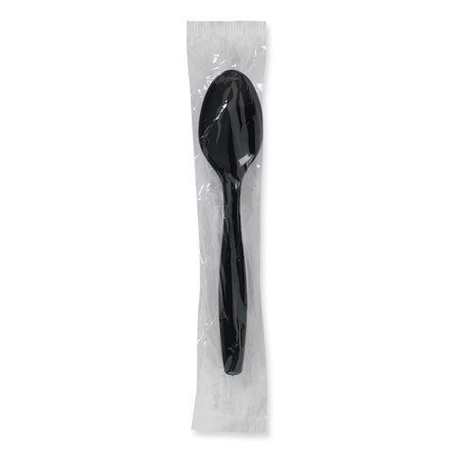 Image of Dixie® Individually Wrapped Heavyweight Spoons, Plastic, Black, 1,000/Carton