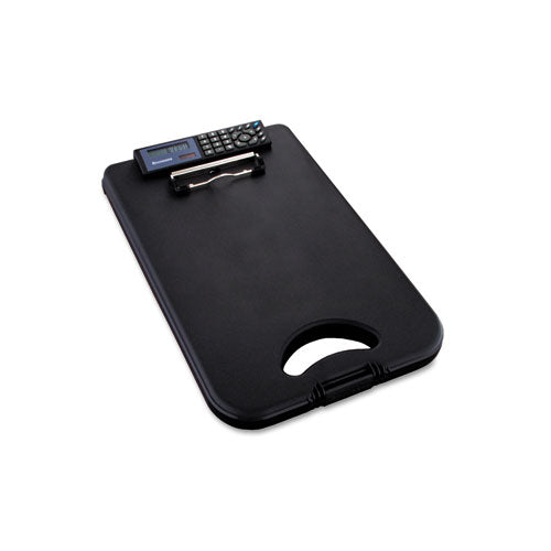 Image of Saunders DeskMate II with Calculator, 0.5" Clip Capacity, Holds 8.5 x 11 Sheets, Black