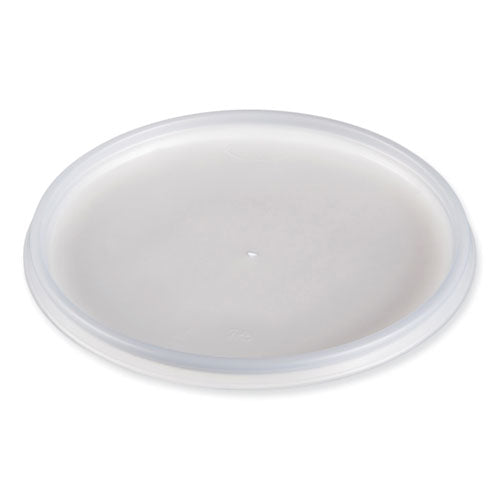 Image of Dart® Plastic Lids for Foam Cups, Bowls and Containers, Vented, Fits 12 oz to 60 oz, Translucent, 100/Pack, 10 Packs/Carton
