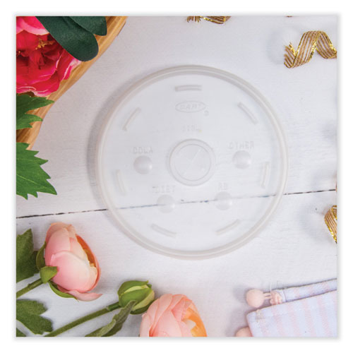 Image of Dart® Lids for Foam Cups and Containers, Fits 32 oz/44 oz/60 oz Hot Cups, Plastic, Translucent, 1,000/Carton
