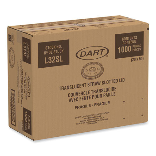 Image of Dart® Lids for Foam Cups and Containers, Fits 32 oz/44 oz/60 oz Hot Cups, Plastic, Translucent, 1,000/Carton