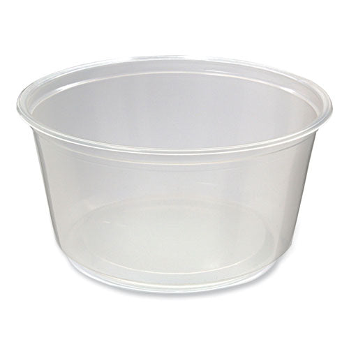 Image of Fabri-Kal® Microwavable Deli Containers, 12 oz, 4.6" Diameter x 2.3" h, Clear, Plastic, 500/Carton