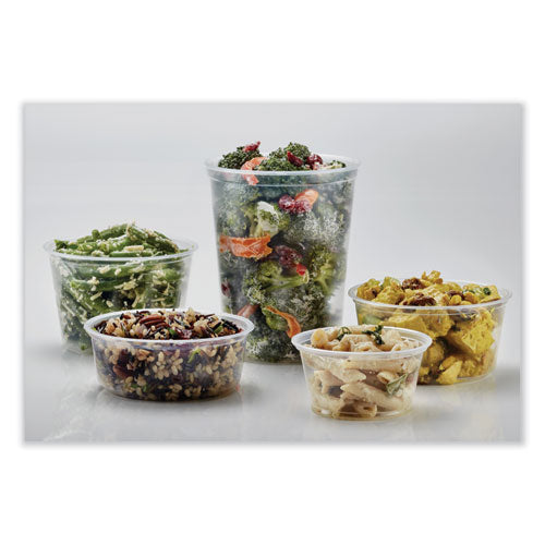 Image of Fabri-Kal® Microwavable Deli Containers, 12 oz, 4.6" Diameter x 2.3" h, Clear, Plastic, 500/Carton