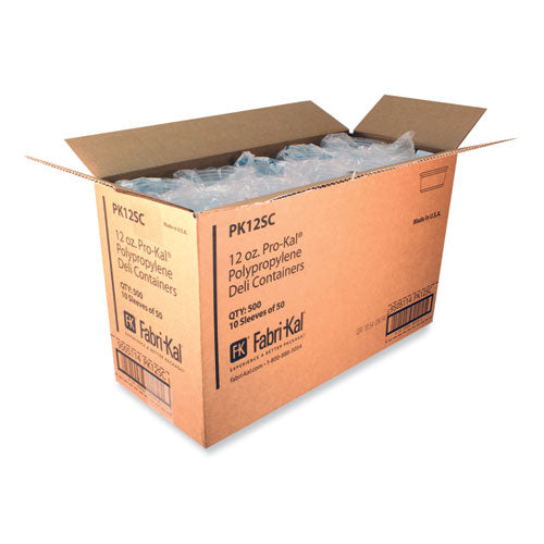 Image of Fabri-Kal® Microwavable Deli Containers, 12 oz, 4.6" Diameter x 2.3" h, Clear, Plastic, 500/Carton