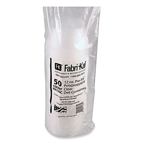 Image of Fabri-Kal® Microwavable Deli Containers, 12 oz, 4.6" Diameter x 2.3" h, Clear, Plastic, 500/Carton