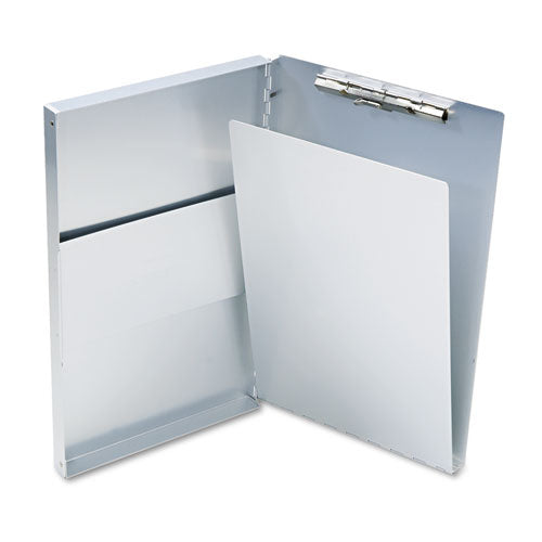 Image of Saunders Snapak Aluminum Side-Open Forms Folder, 0.5" Clip Capacity, Holds 8.5 X 14 Sheets, Silver