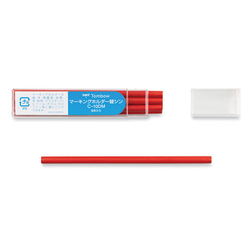 Image of Tombow® Mechanical Wax-Based Marking Pencil Refills, 4.4 mm, Red, 10/Box