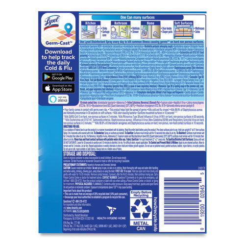 Image of LYSOL® Brand Disinfectant Spray, Spring Waterfall Scent, 12.5 Oz Aerosol Spray