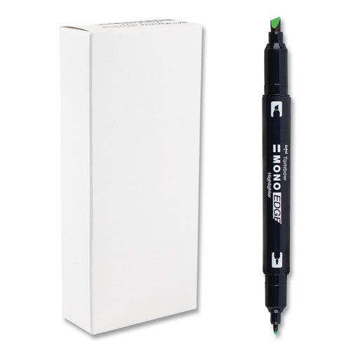 Image of Tombow® Mono® Highlighters, Yellow Green Ink, Bullet/Chisel Tip, Yellow Green Barrel, 10/Box
