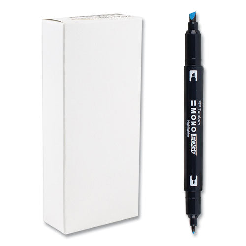 Image of Tombow® Mono® Highlighters, Skyblue Ink, Bullet/Chisel Tip, Skyblue Barrel, 10/Box