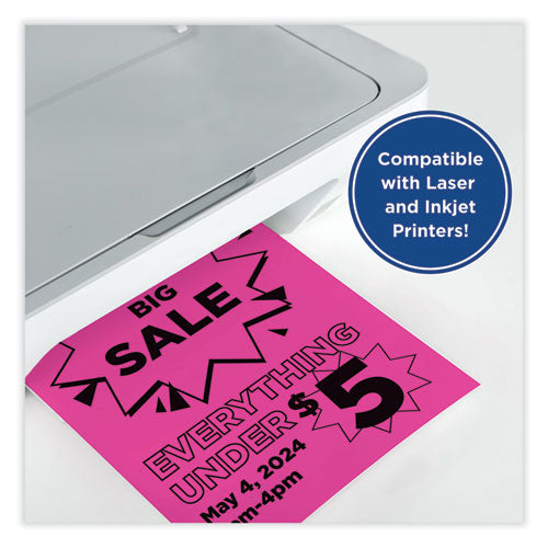 Image of PrintWorks® Professional Color Cardstock, 65 lb Cover Weight, 8.5 x 11, Fuchsia, 250/Ream