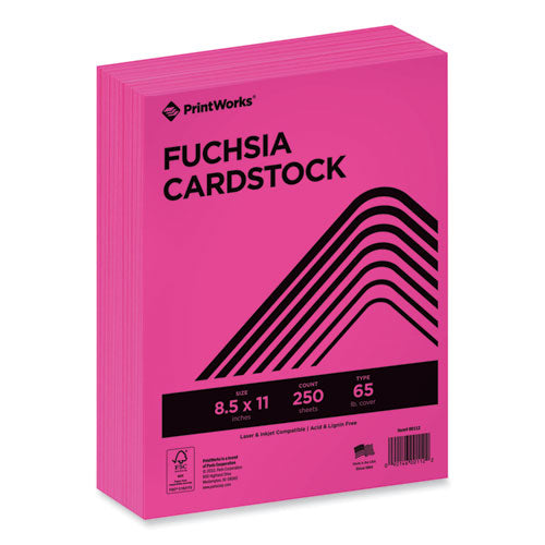 Image of PrintWorks® Professional Color Cardstock, 65 lb Cover Weight, 8.5 x 11, Fuchsia, 250/Ream