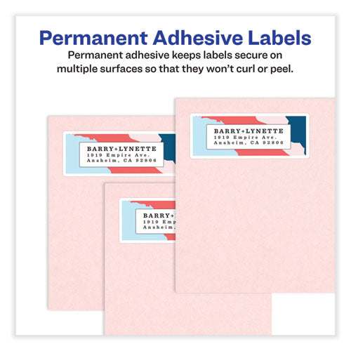 Image of Avery® Vibrant Inkjet Color-Print Labels w/ Sure Feed, 1 x 2.63, Matte White, 600/PK