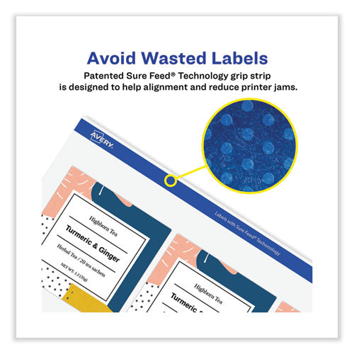 Image of Avery® Vibrant Inkjet Color-Print Labels W/ Sure Feed, 2 X 4, Matte White, 200/pk